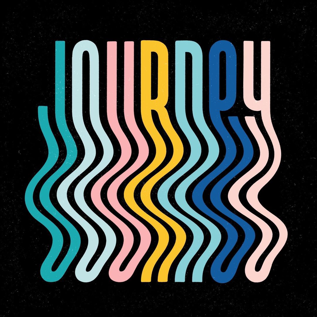The word journey stretched out and wavey